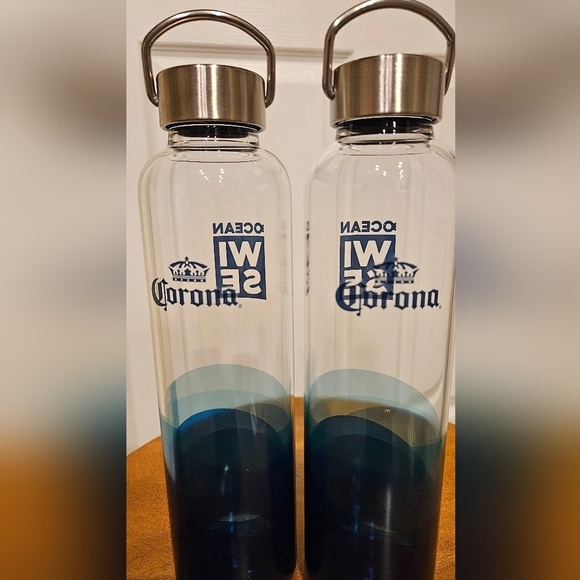 Eco-friendly Glass Reusable Water Bottle Corona in Ombré Blue​​​​ - Picture 3 of 3